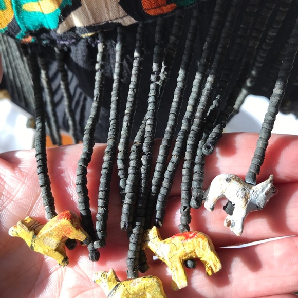 Beaded swing Top boho blouse green, black, orange see animal beads! SZ Med P - Picture 5 of 8